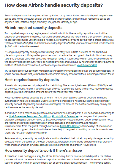 What is Airbnb Security Deposit?