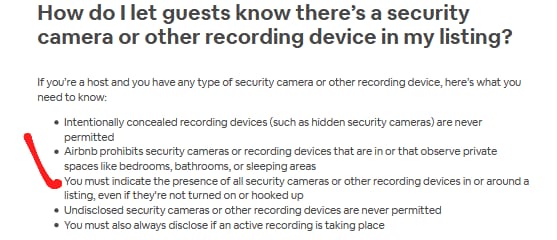 does airbnb have cameras